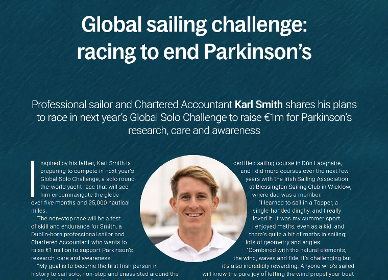 Accountancy Ireland feature on Karl Smith Global Solo Challenge